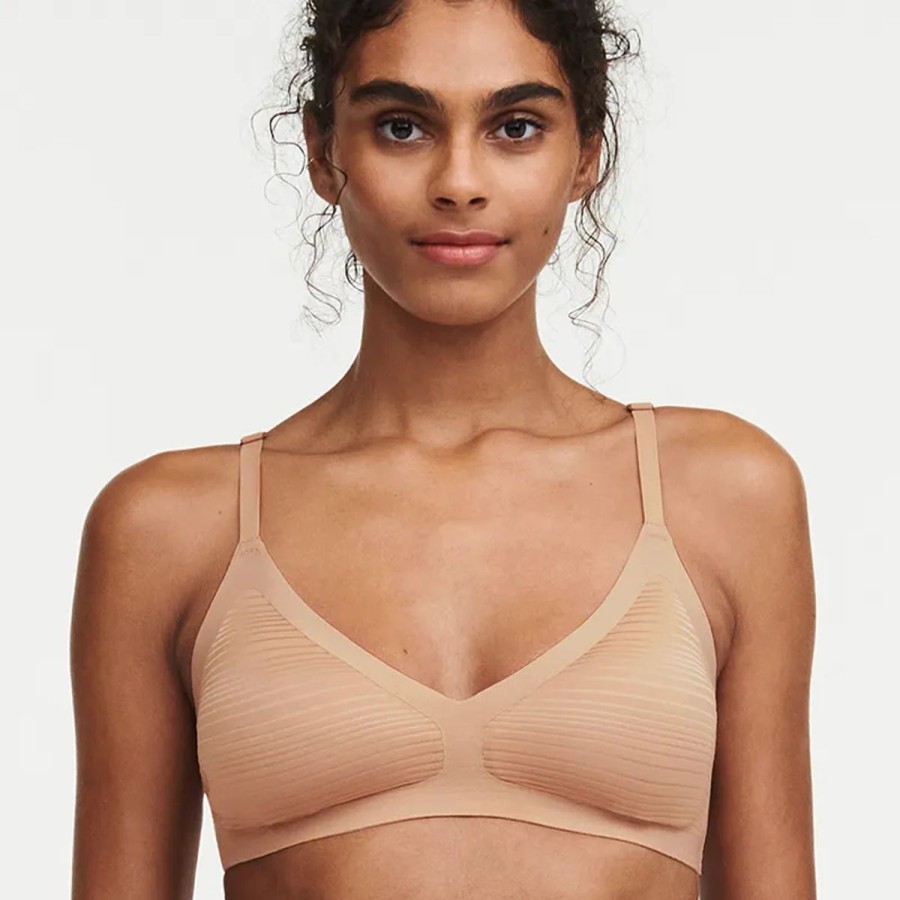 Lingeri Chantelle Bh Uden B Jle | Chantelle Soft Stretch Stripes Bralette Bh, Beige