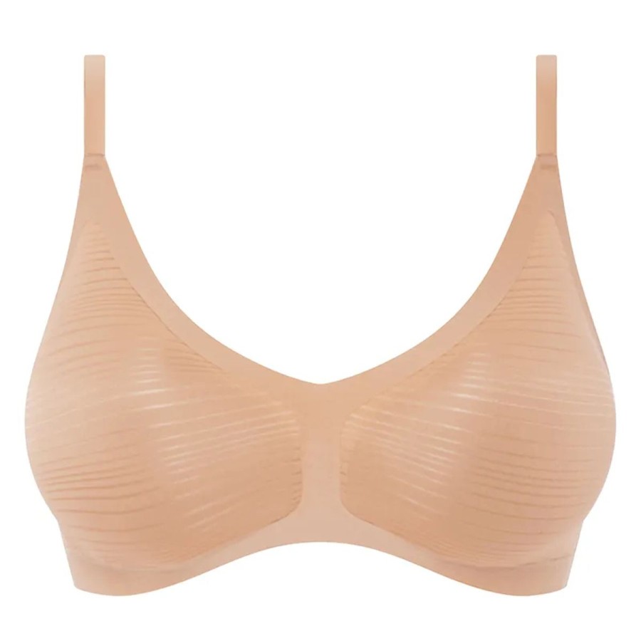 Lingeri Chantelle Bh Uden B Jle | Chantelle Soft Stretch Stripes Bralette Bh, Beige