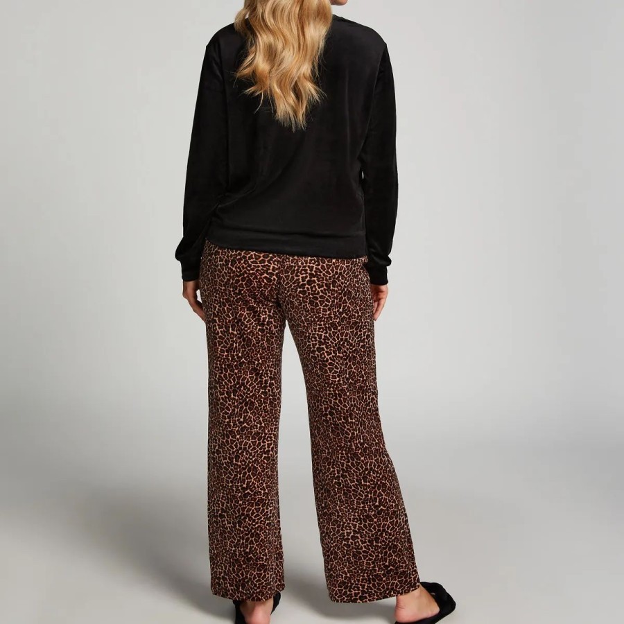 Lingeri Hunkem枚ller Pyjamas | Hunkem Ller Leopard Velour Pyjamas, Sort