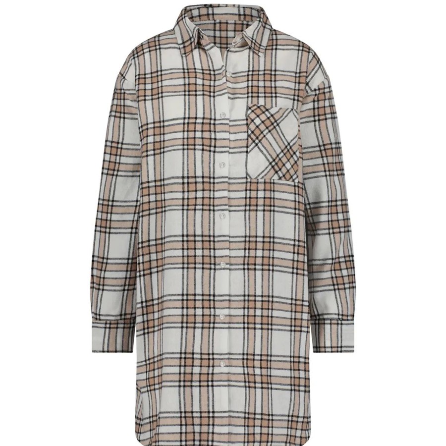 Lingeri Hunkem枚ller Natskjorter | Hunkem Ller Twill Check Boyfriend Natskjorte, Multi