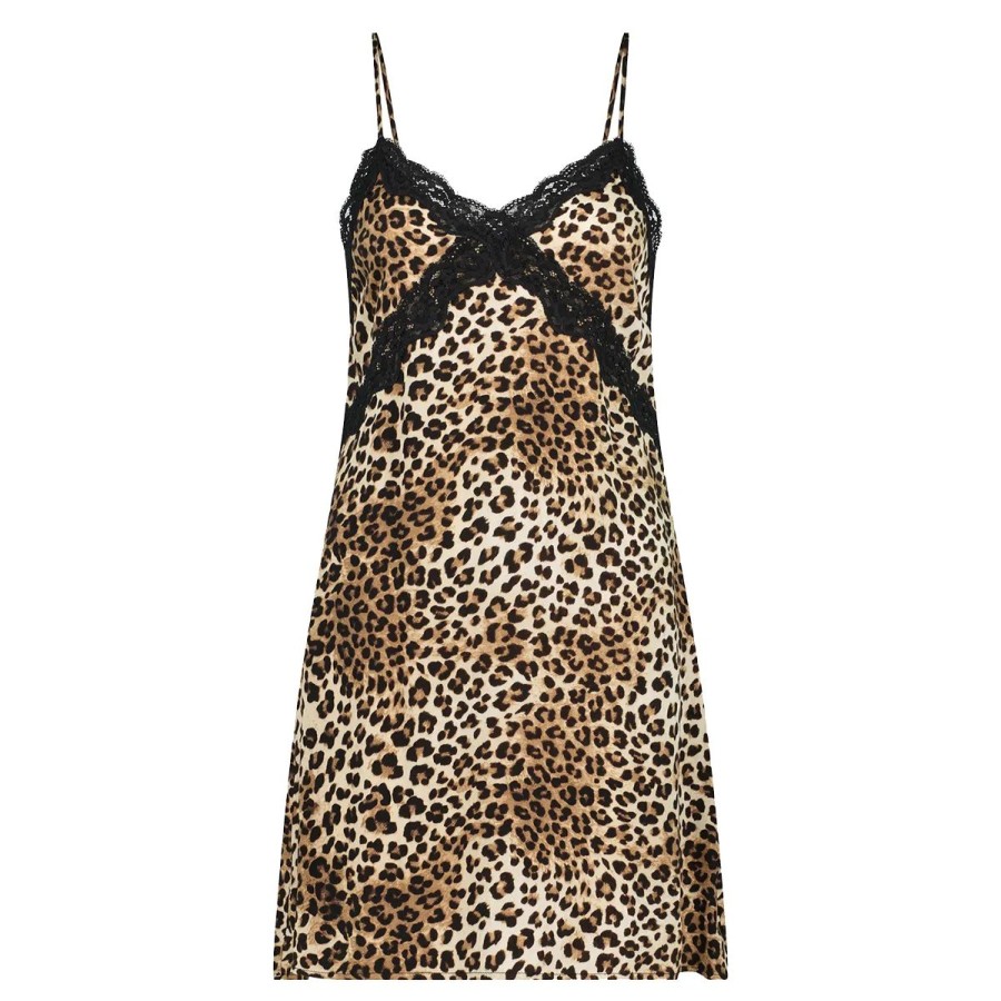 Lingeri Hunkem枚ller Natkjoler | Hunkem Ller Lace Leopard Natkjole, Brun