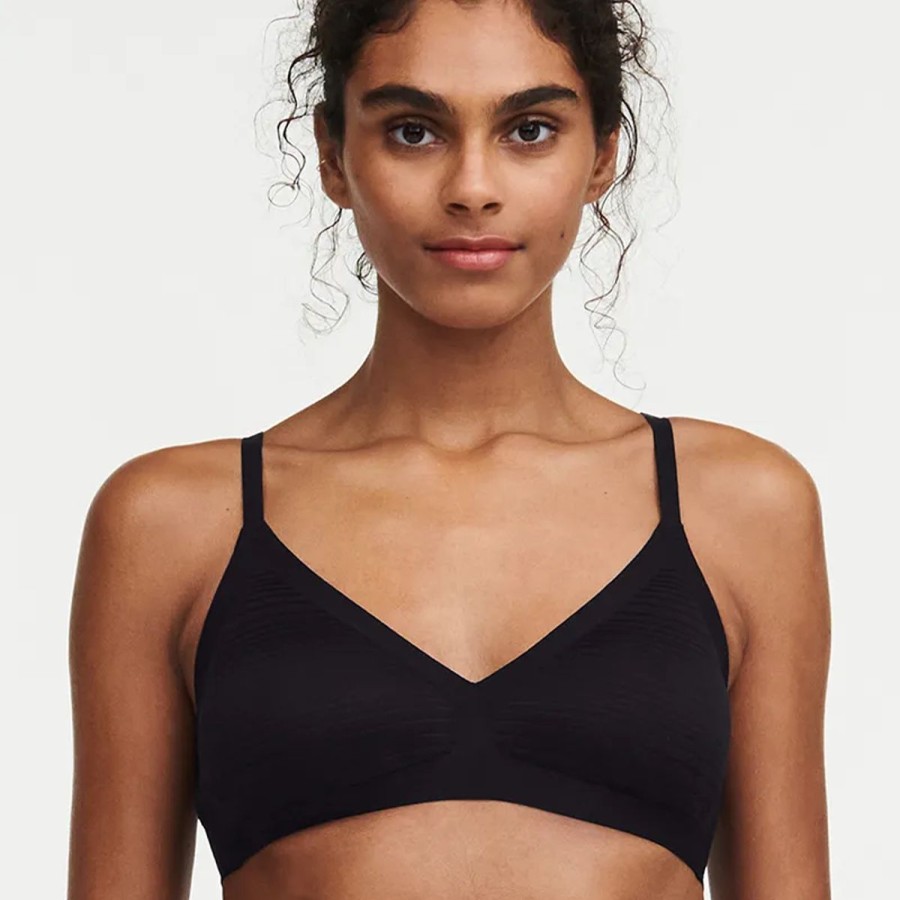 Lingeri Chantelle Bh Uden B Jle | Chantelle Soft Stretch Stripes Bralette Bh, Sort