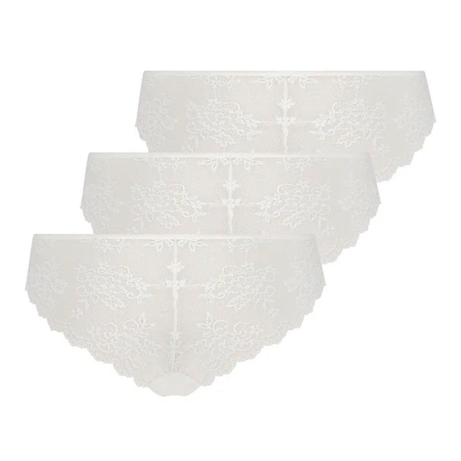 Lingeri Hunkem枚ller Brazilian Trusse | Hunkem Ller Invisible Lace Back 3-Pack Brazilian Trusse, Hvid