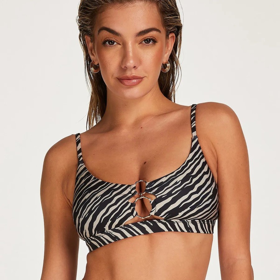 Lingeri Hunkem枚ller Bikini | Hunkem Ller Zebra Ring Crop Bikini Top Uden B Jle, Multi