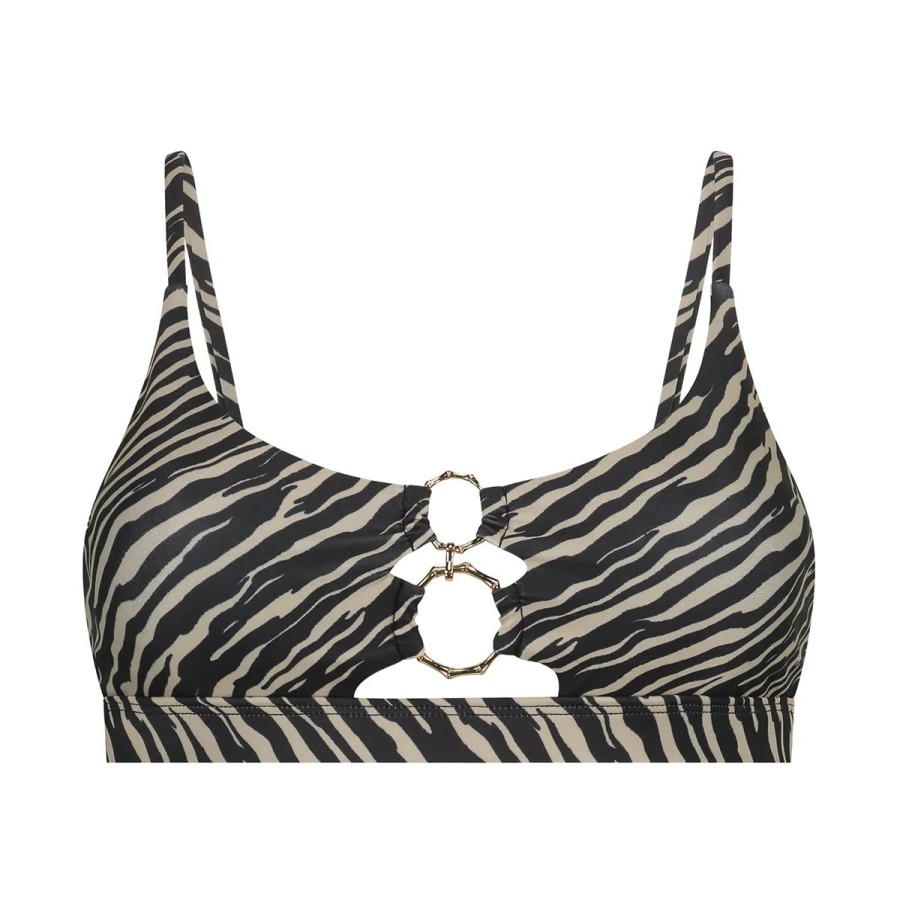 Lingeri Hunkem枚ller Bikini | Hunkem Ller Zebra Ring Crop Bikini Top Uden B Jle, Multi