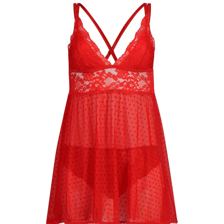 Lingeri Hunkem枚ller Sexet Lingeri | Hunkem Ller Dot Mesh Lace Beatriz Chemise + Panty Babydoll, R D