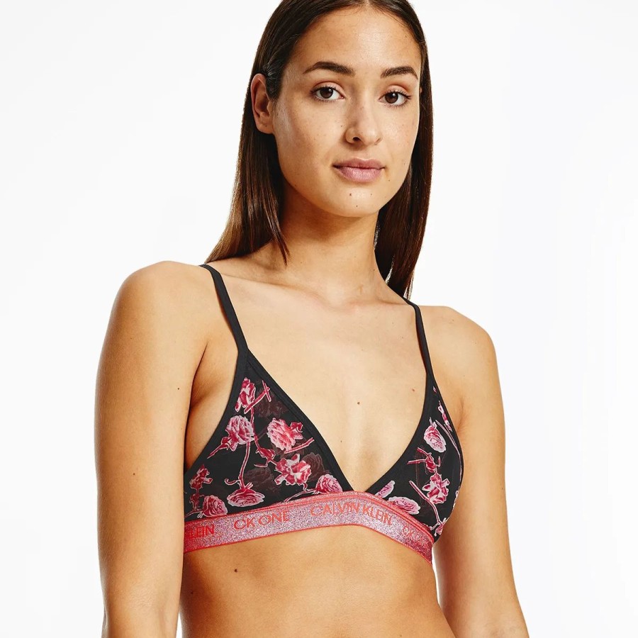 Lingeri Calvin Klein Bh Toppe | Calvin Klein Lingeri Unlined Triangle Bralette Bh, Sort