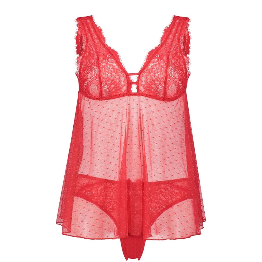 Lingeri Hunkem枚ller Sexet Lingeri | Hunkem Ller Dot Mesh Tabatha Chemise & Panty Babydoll, R D