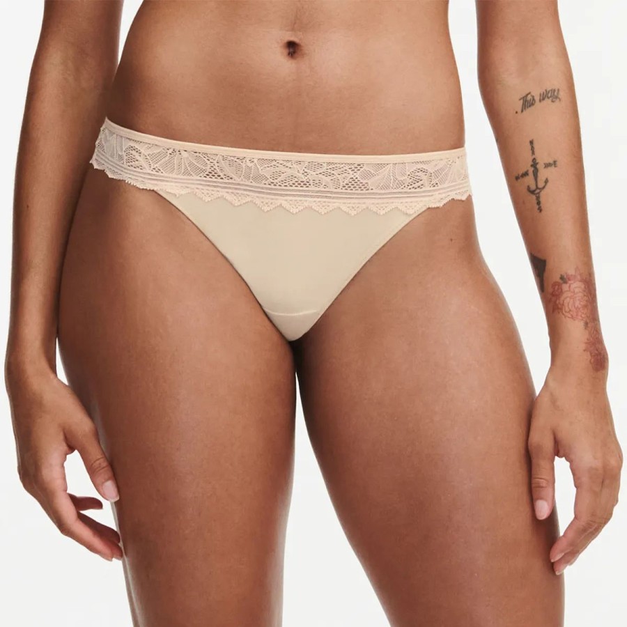 Lingeri Chantelle Brazilian Trusse | Chantelle Easyfeel Floral Touch G-Streng, Nude